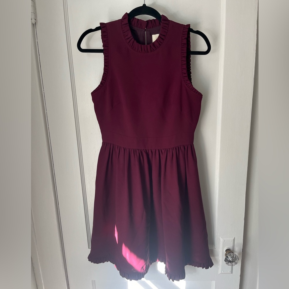 Kate Spade burgundy dress with ruffled edges size 4